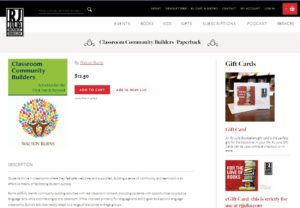 A screenshot of the RJ Julia webpage with my book, Classroom Community Builders for sale.